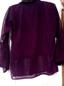 Embroidered Purple Sheer Top