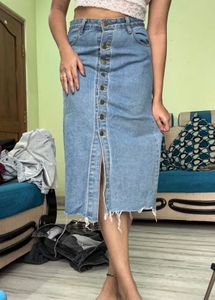 Denim Skirt with Button down💙🩵