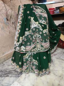 Dark Green 🍏 Saree Heavyworks 💎