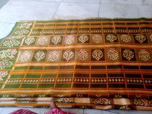 Cream Nd Green Colour Saree
