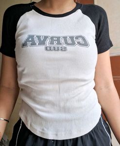 Trendy Crop Top Fitted Gym Tee