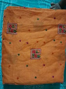 Orange Embroidered Saree