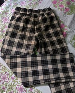 Checked Wide Leg Pants