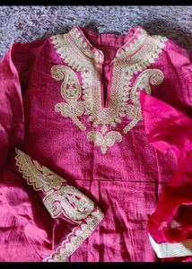 Maroon Anarkali With Waistcoat And Dupatta