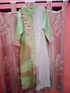 Green Elephant Embroidery Kurta