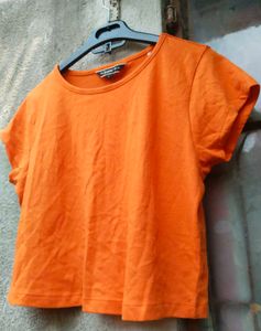 Orange & Olive Green 2 Crop T-Shirts