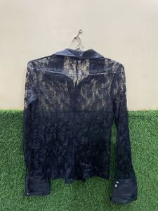 BEAUTIFUL WOMEN BLACK NET PARTYWEAR SHIRT