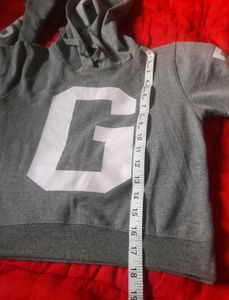 Grey Crop Top Hoodie Women&#39;s Casual Winter Wear M