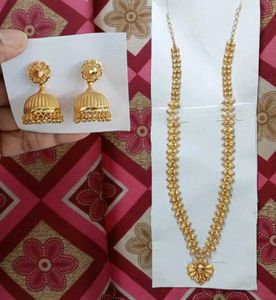 Gold Plated Haram With Jhumkha Combo