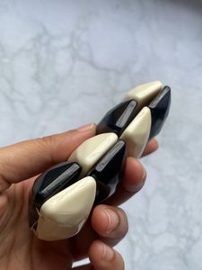 Dominoes Pieces Themed Black And White Hand Bracel