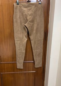 Zara Faux Suede Ankle Zip Skinny Leg Stretch Pants