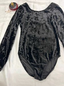 Black Velvet Long Sleeve Leotard