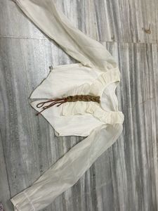 Sheer Sleeve Crop Top