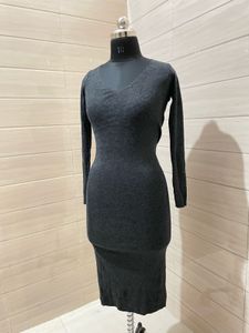 Pintresty Imported Dark Gray Knit Bodycon Dress
