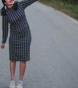 Chic Grid Print Two-Piece Set