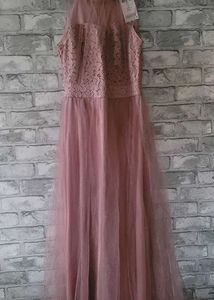 Halterneck pink lace detailing Dress