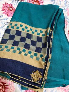 Elegant Teal Saree with Blouse(36in)