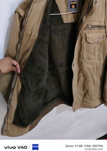 Stylish Polic Color Fur Lined Jacket