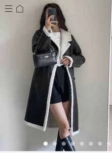 Contrast Faux Leather Coat