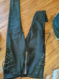 Black Lace-Up Pants