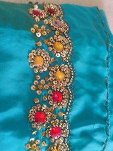 Teal Embellished Saree
