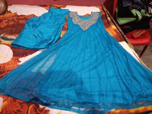 Elegant Blue Anarkali Kurta Set