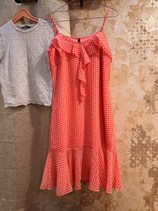 Checkered Dress With White Tunic 🤍🩷