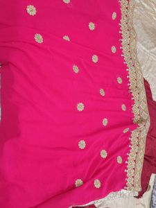 Hot Pink Embellished Saree