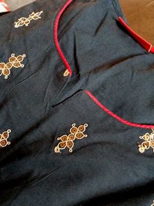 Black &amp; Gold Embroidered Kurti, Pent,Hills