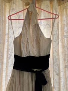 Cream Halter Dress with Black Sash