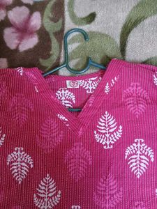 Pink Printed Kurti Top