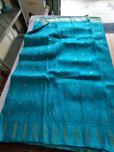 Cyan And Gold Saree (Women&#39;s)