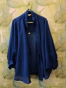 BOXY NAVY BLUE SHIRT WITH INNER FROM AND
