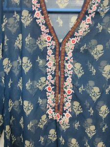 Biba Embroidered Blue Kurta