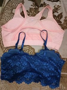 Jockey Padded Sports Bra 34 B Medium With Blue