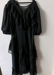 Midi Black Sheer Dress