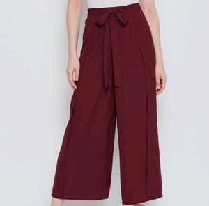 Burgundy Culottes with Tie Waist