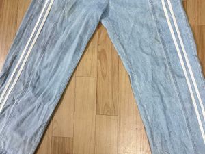 Baggy Side-Striped Denim Jeans.
