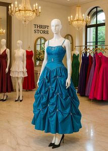 Teal Satin Formal Dress