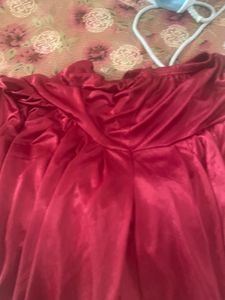 Red Satin  Top &amp; Patiala Pajama Set
