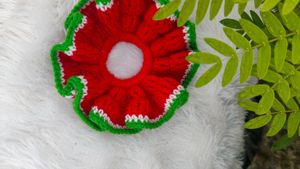 Red &amp; Green Crochet Scrunchie