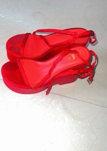 Zara Red Strappy Heels - Size 36