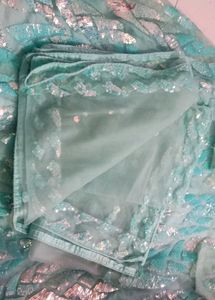 Beautiful A Line Frock With Sequins Work Dupatta