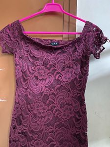Burgendy Bodycon Lace Dress