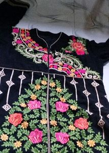 Black Multicolor Chiken Work Designer Suite Set