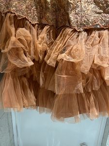 Dark Peach Heavy Lehenga With Cancan
