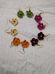 Flower Handmade Woollen Earrings