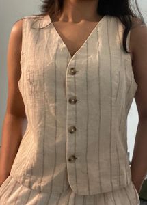 Beige Linen Waistcoat