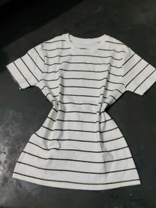 Striped off  White T-Shirt