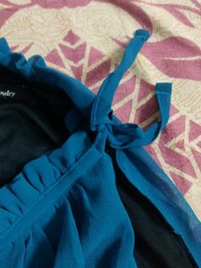 Blue Dress With Neck Side Tieup